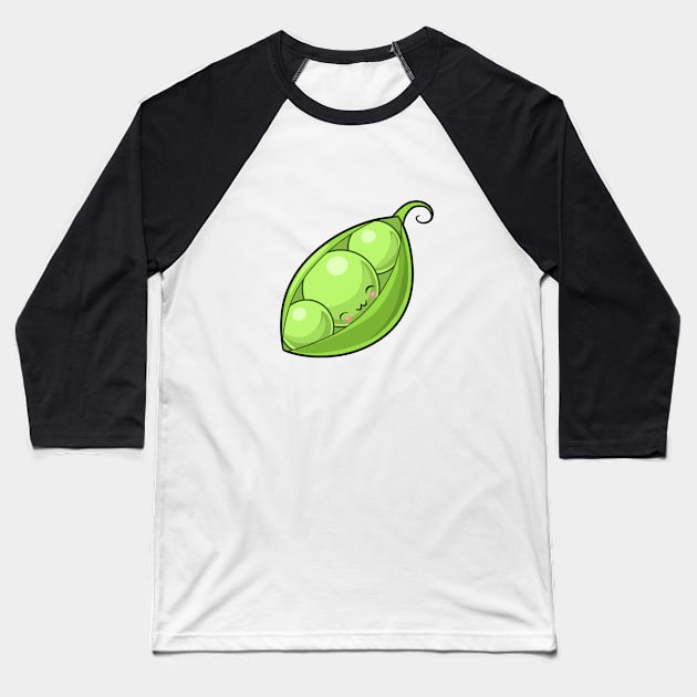 Kawaii peas vegetable Baseball T-Shirt by Japanese Designs